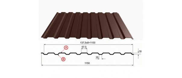 Профнастил коричневый оцинкованный  RAL 8017 С-20 купить недорого в Емельяновке