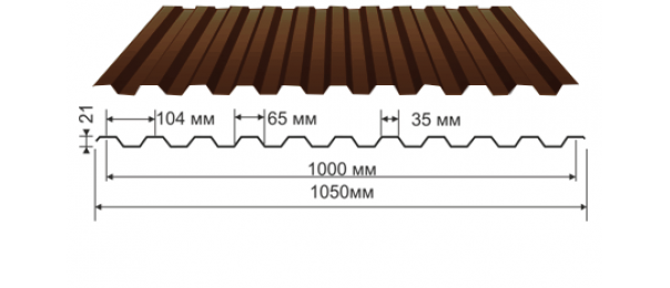 Профнастил коричневый оцинкованный  RAL 8017 С-21 купить недорого в Емельяновке