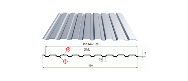 Профнастил оцинкованный С-20 1100x3000 купить недорого в Емельяновке